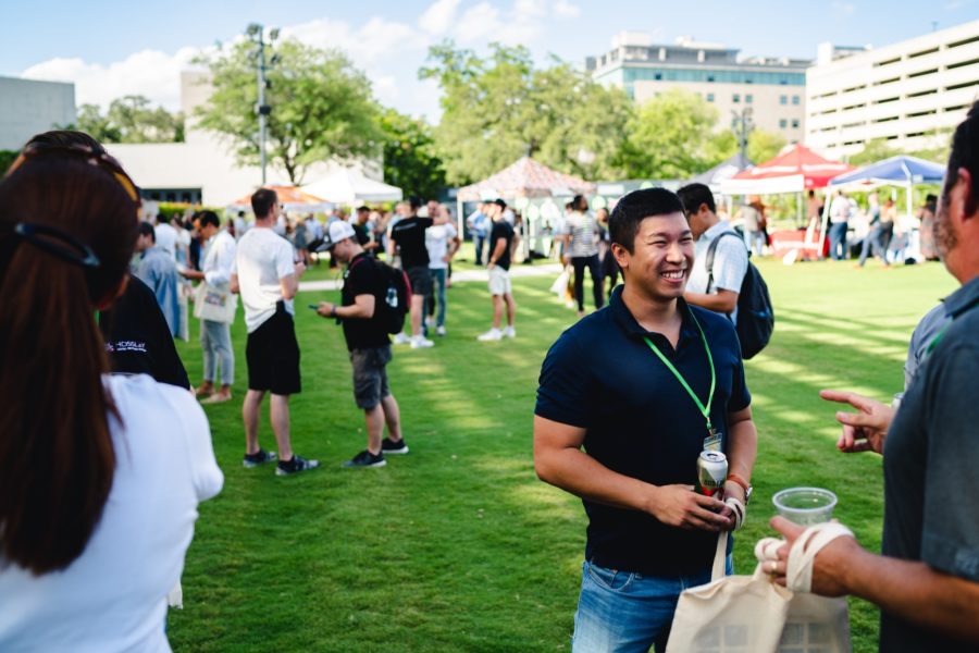 Man smiling in waterloo park at the Downtown Austin Alliance's Future of Downtown Event