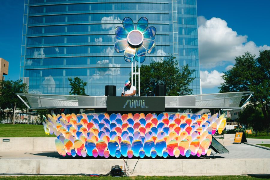 The art installation and DJ booth, the Passion Flower, at the Downtown Austin Alliance's Future of Downtown Event
