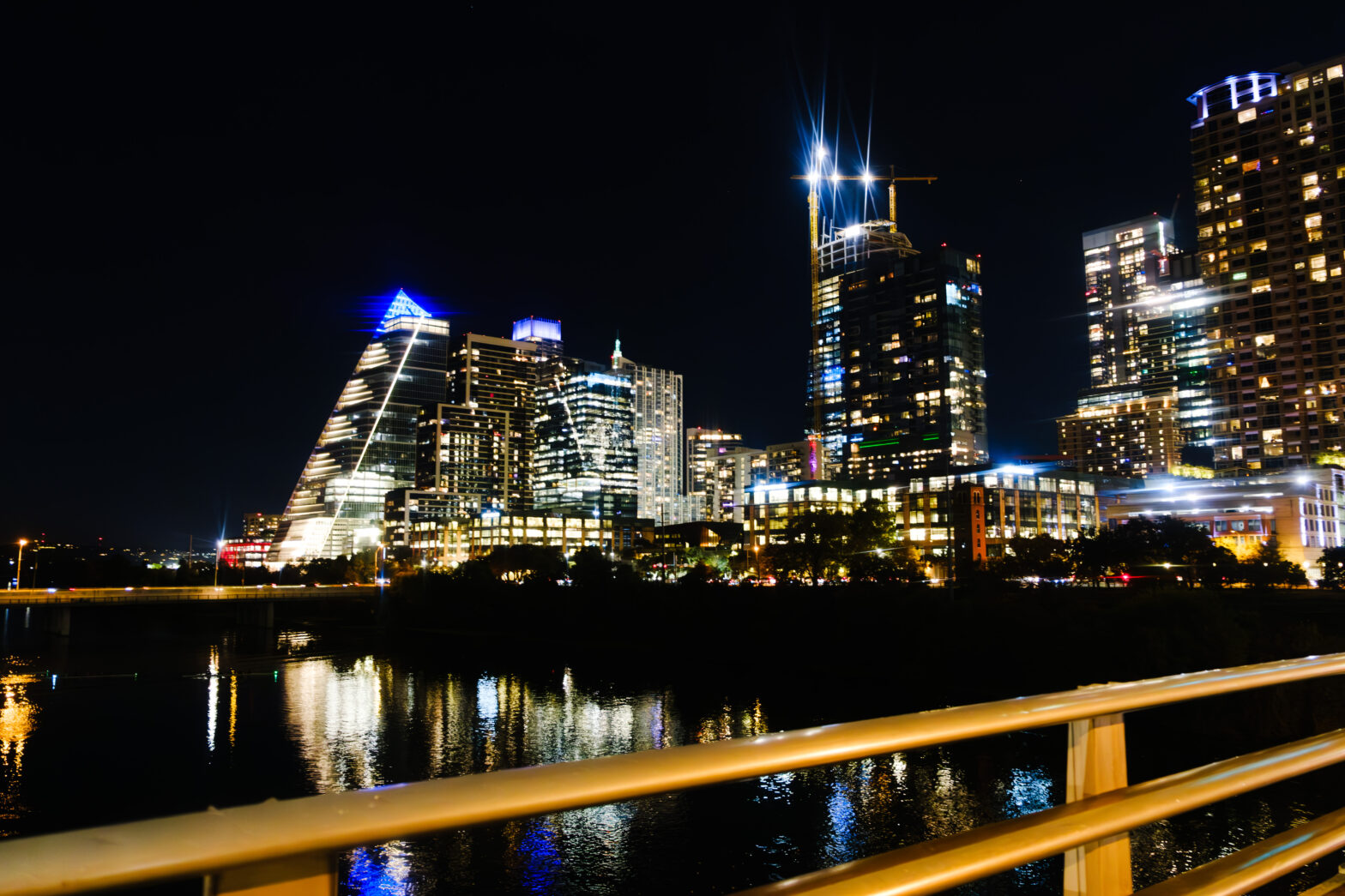 downtown austin nighttime skyline night