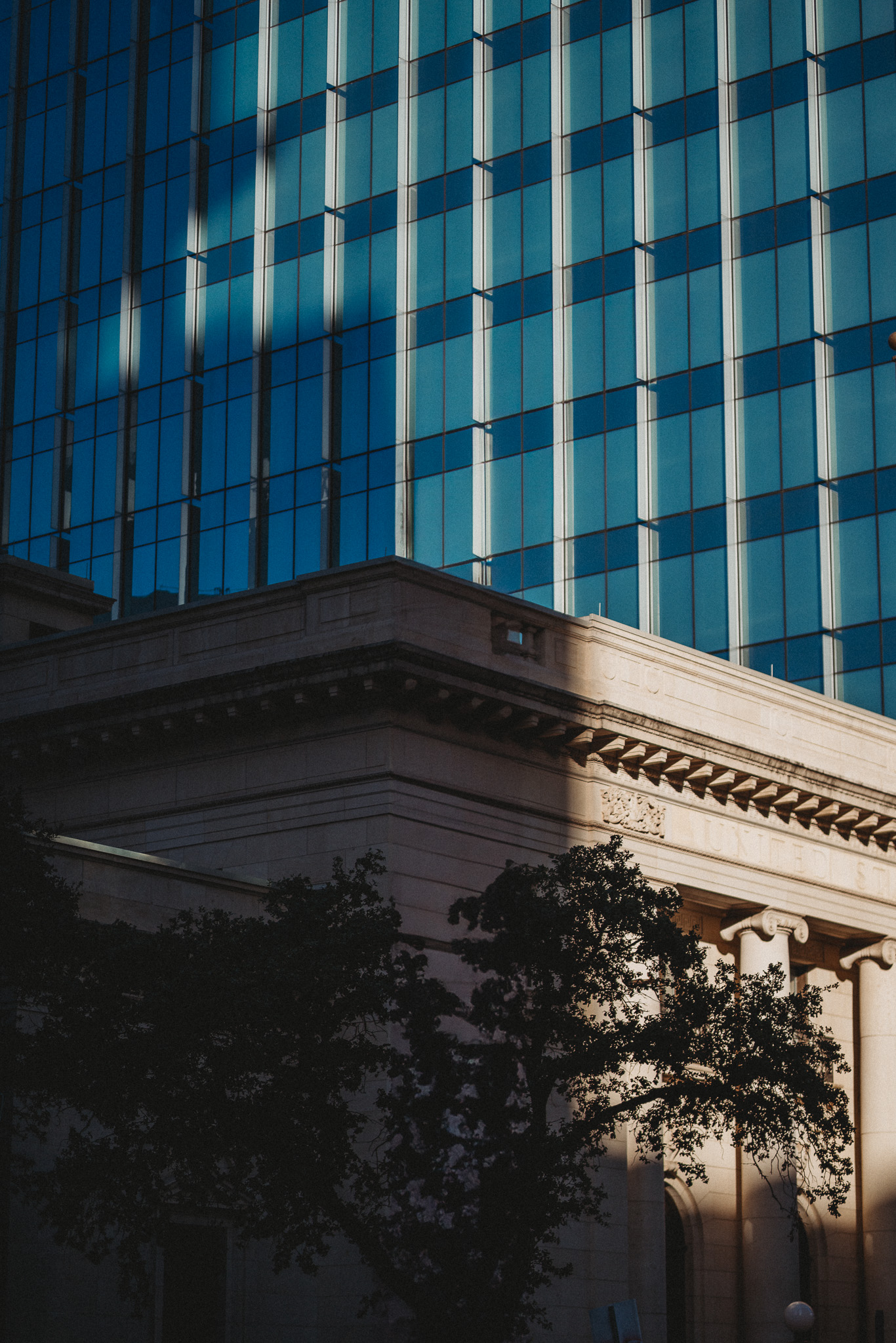 building up close downtown austin streetscape